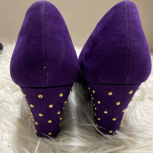 Aerosoles Black & Plum velvet gold studded wedge heel “Plum Tree” 2 pair $25 - Picture 8 of 13